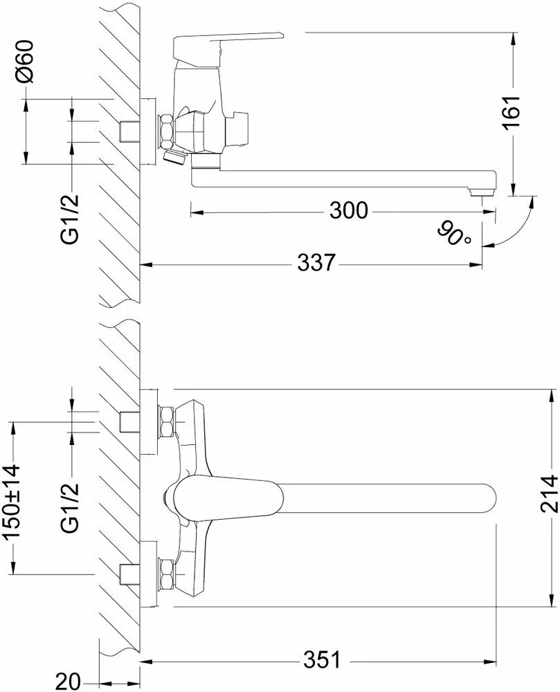 картинка Смеситель для ванны Lemark Point LM0351C 