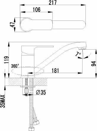 картинка Смеситель для кухонной мойки Lemark Plus Grace LM1504C 