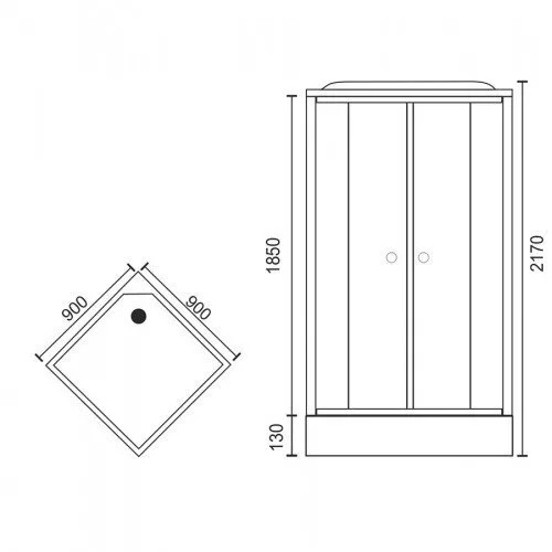 картинка Душевая кабина Royal Bath 90HP7-WT-CH (белое/прозрачное) 90x90x217 