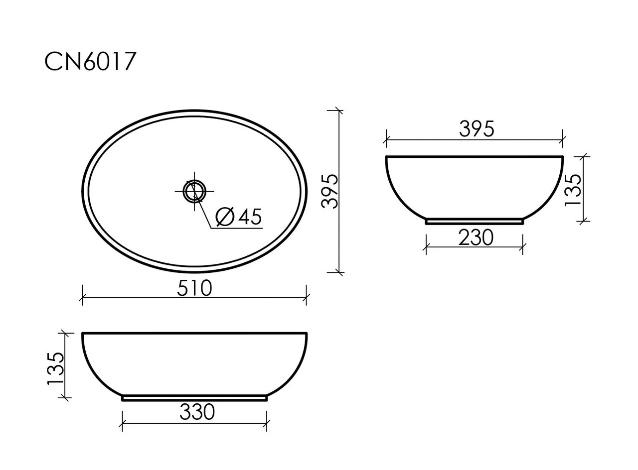 картинка Накладная раковина Ceramicanova Element CN6017 цвет белый 52х39.5 см 