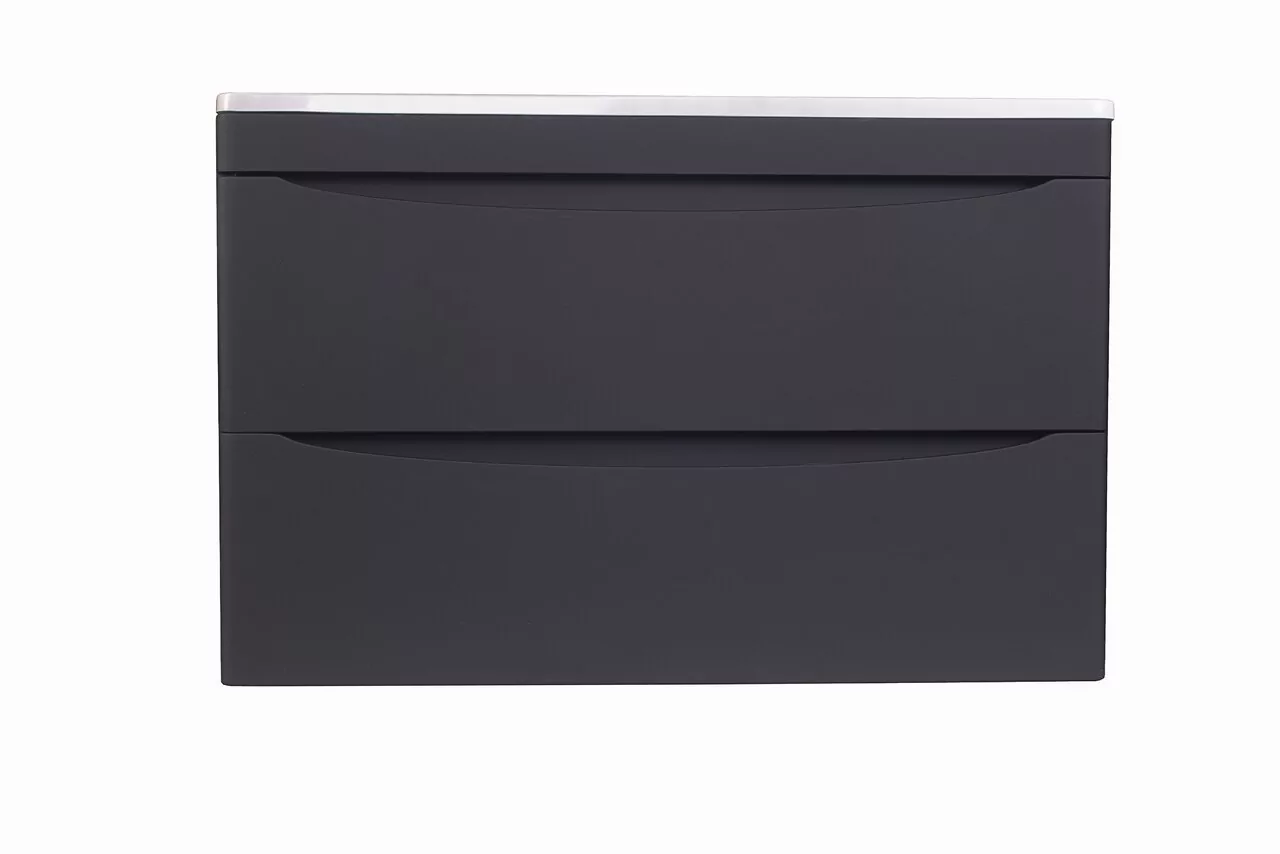 фото Тумба подвесная Style Line Бергамо мини 90 2 ящика Люкс антискрейтч черный PLUS 
