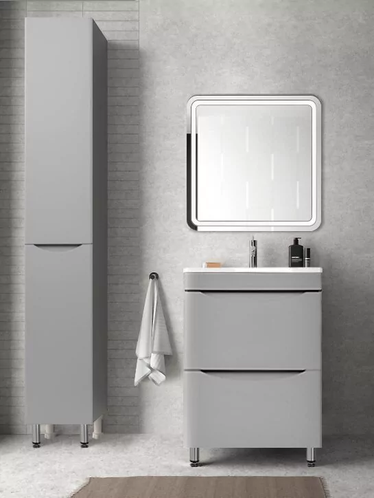 фото Тумба напольная Style Line Бергамо мини 70 2 ящика Люкс антискрейтч серый PLUS 