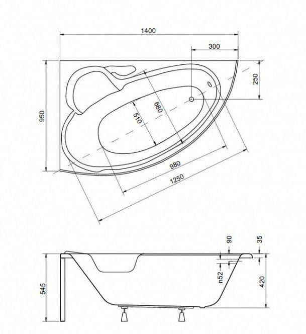 картинка Акриловая ванна Besco Finezja Nova 140x95 L 