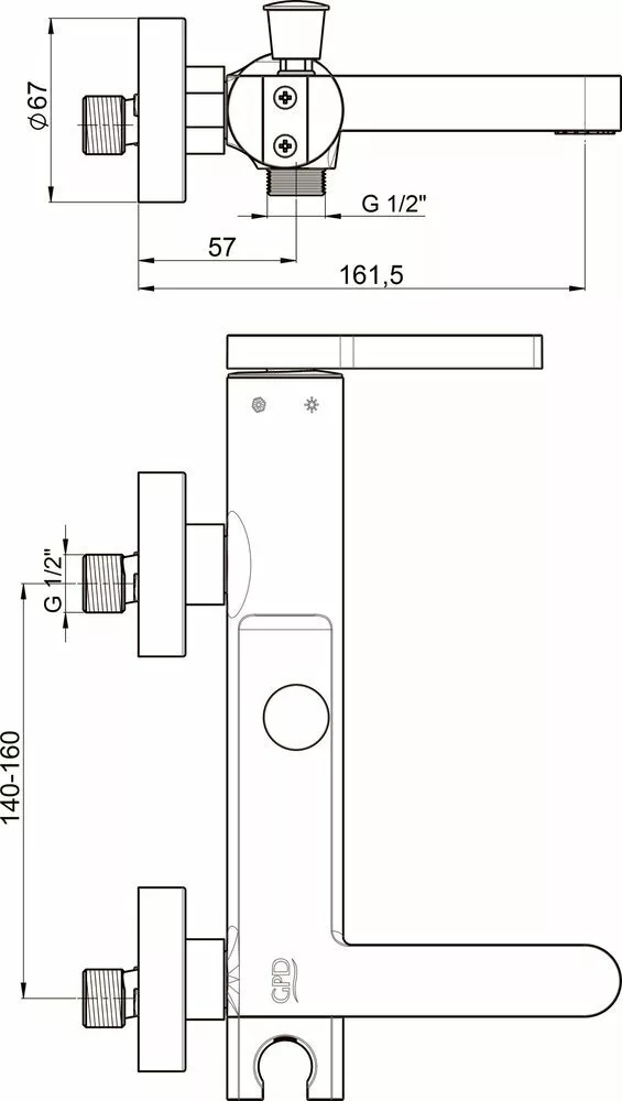 картинка Смеситель для ванны GPD Gildo MBB165 