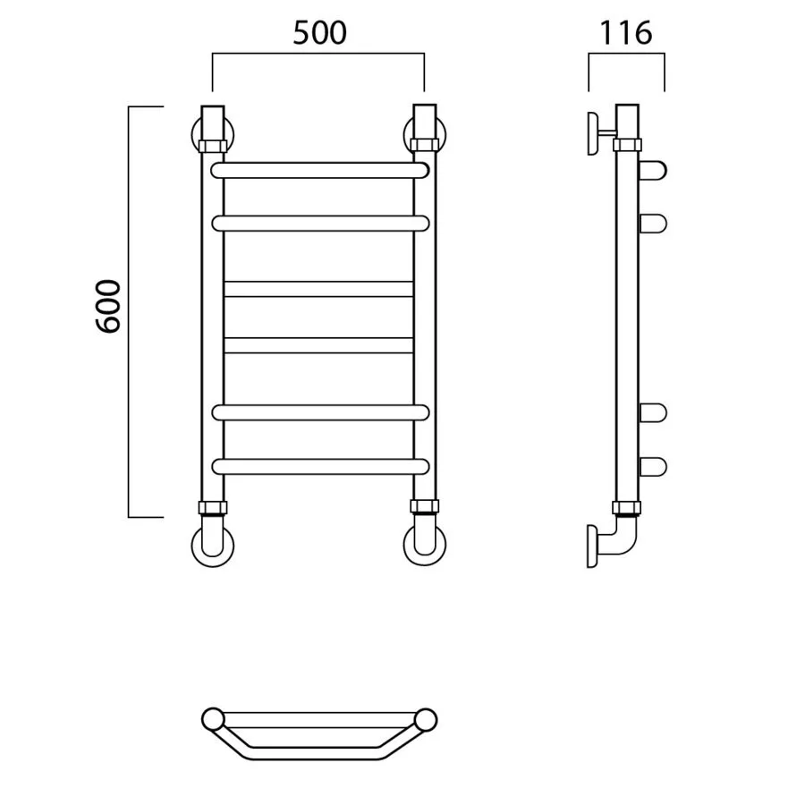 картинка Полотенцесушитель водяной ТРАПЕЦИЯ-ПРЯМАЯ 60х50 Aquanerzh 20-07A6050 