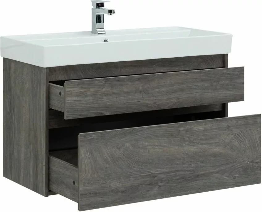 фото Тумба с раковиной Aquanet Nova Lite 100 дуб рошелье (2 ящика) арт. 00245253 