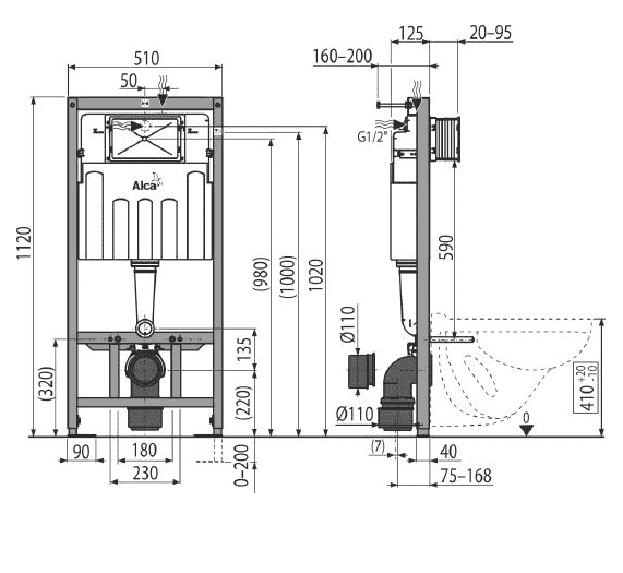 картинка Система инсталляции для унитазов AlcaPlast Sadromodul AM101/1120 