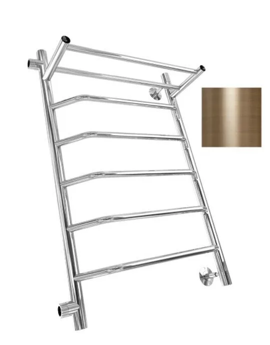 картинка Полотенцесушитель Двин FTE 50/40 Водяной полн.высота 60 см. / 1"-1/2" К2 выход 1" слева Состаренная бронза (4627169560730) 