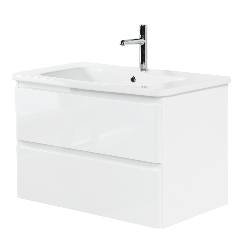 фото Тумба с раковиной подвесная BelBagno ALBANO-CER 105 Bianco Lucido, раковина белая 