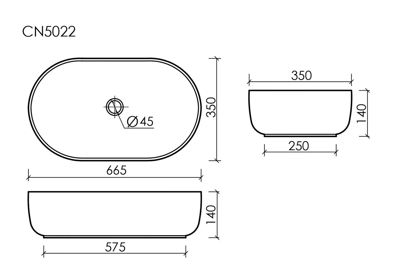 картинка Накладная раковина Ceramicanova Element CN5022 цвет белый 67.5х35 см 