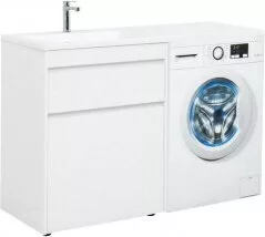 фото Тумба с раковиной Aquanet Токио 130 L белый (напольная, 1 ящик) арт. 00239302 