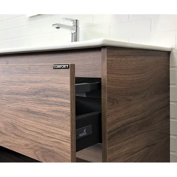 фото Тумба с раковиной Comforty Бордо 90 дуб темно-коричневый 