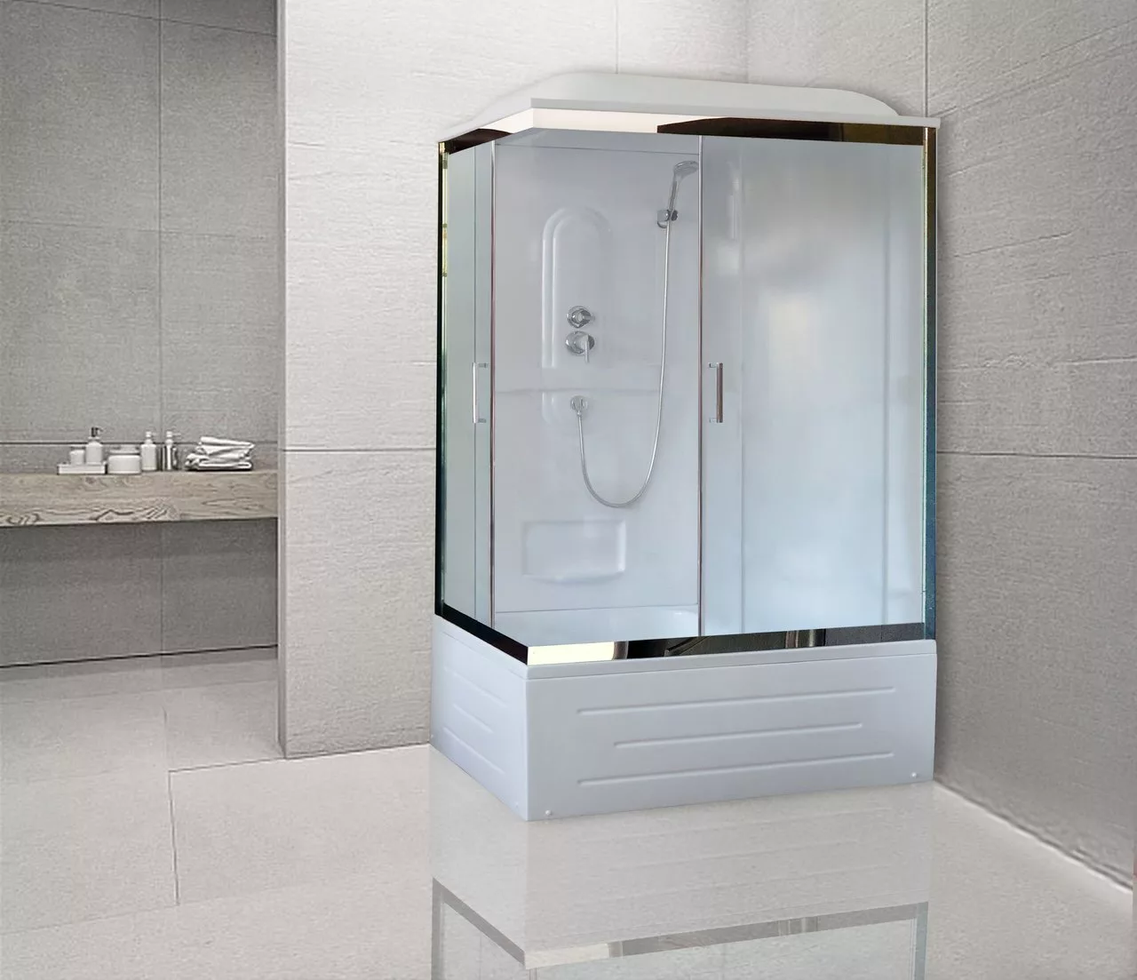 картинка Душевая кабина Royal Bath 8100BP1-M-CH (матовое) правая 100x80x217 