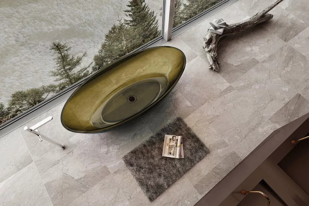 картинка Прозрачная ванна ABBER Kristall AT9702Vesuvian оливковая 