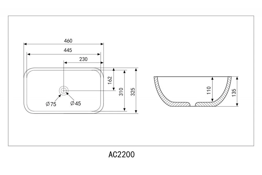 картинка Раковина накладная ABBER Rechteck AC2200 белая 