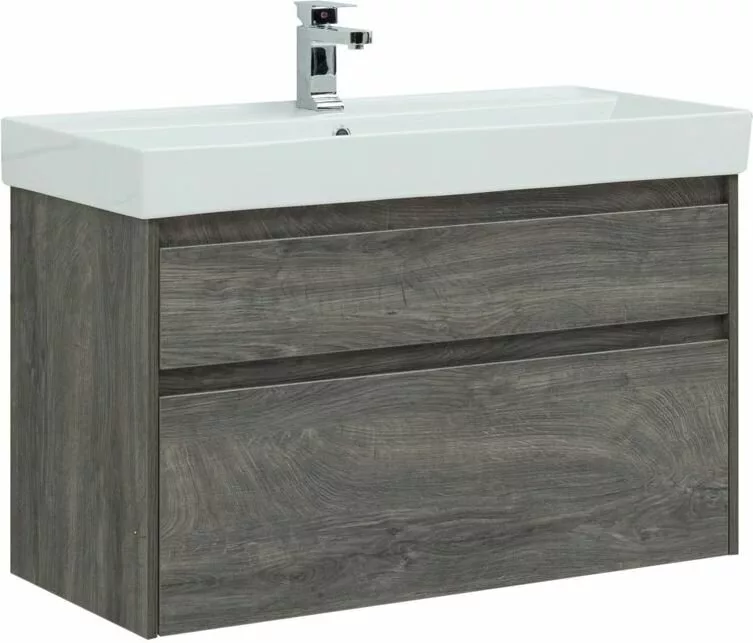 фото Тумба с раковиной Aquanet Nova Lite 100 дуб рошелье (2 ящика) арт. 00245253 