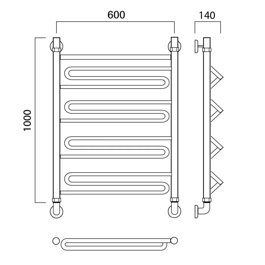 картинка Полотенцесушитель водяной ЗИГ-ЗАГ 100х60 Aquanerzh 00-18A10060 
