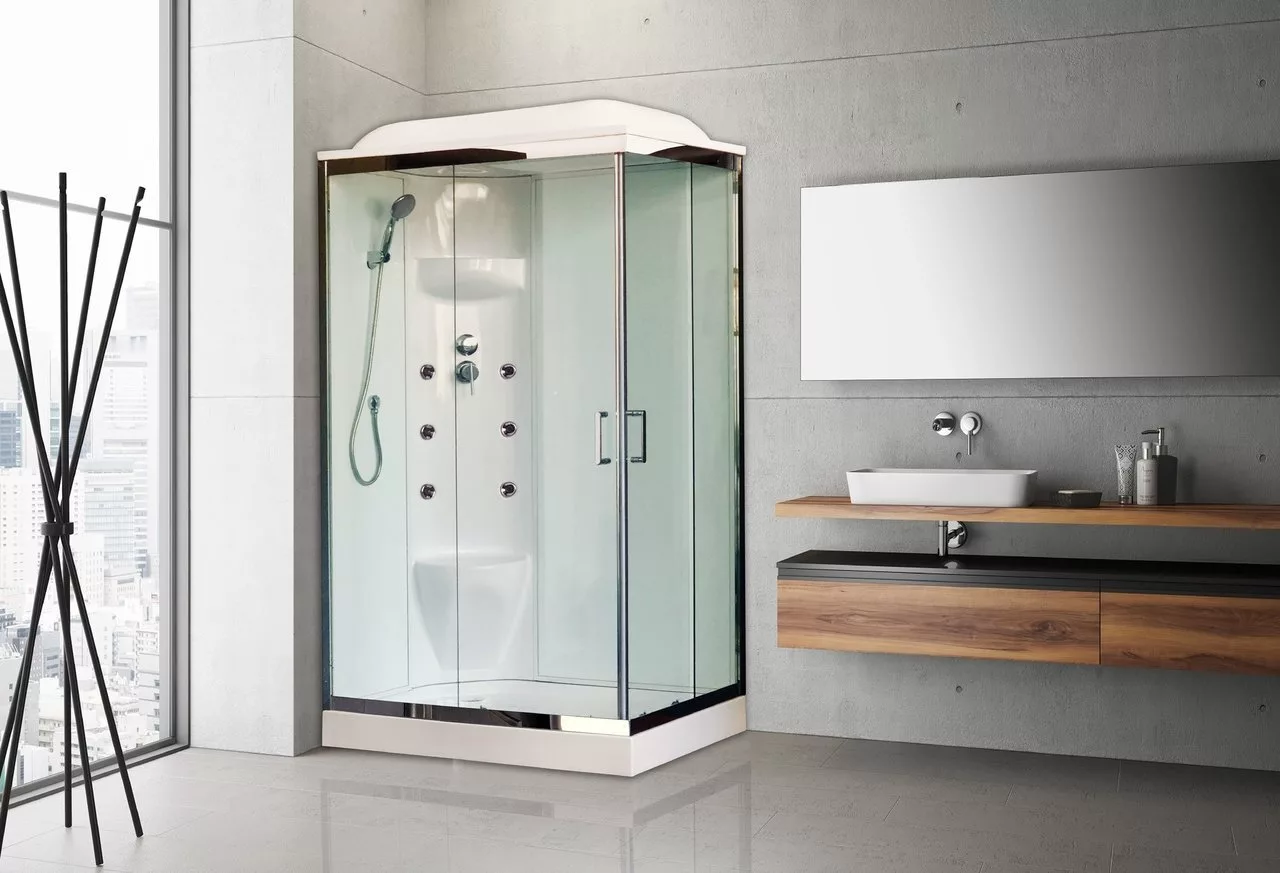 картинка Душевая кабина Royal Bath 8120HP7-WT-CH (белое/прозрачное) левая 120x80x217 