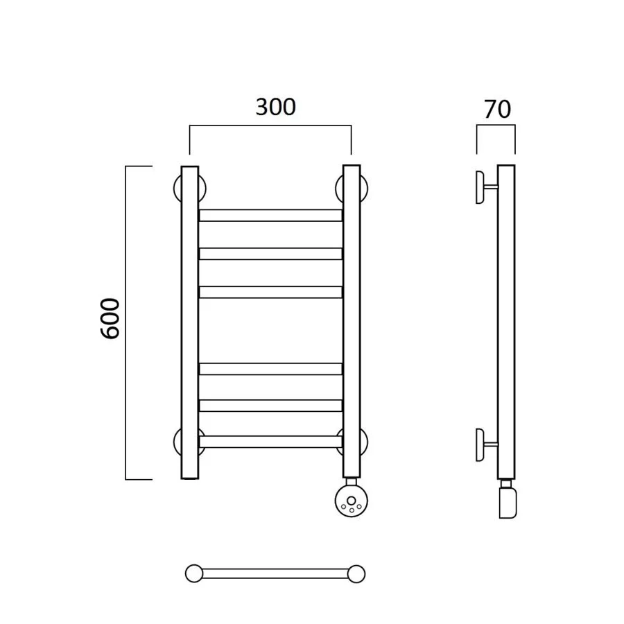 картинка Полотенцесушитель электрический ПРЯМАЯ групповая 60х30 ПРАВЫЙ Aquanerzh 00-12A6030_R 