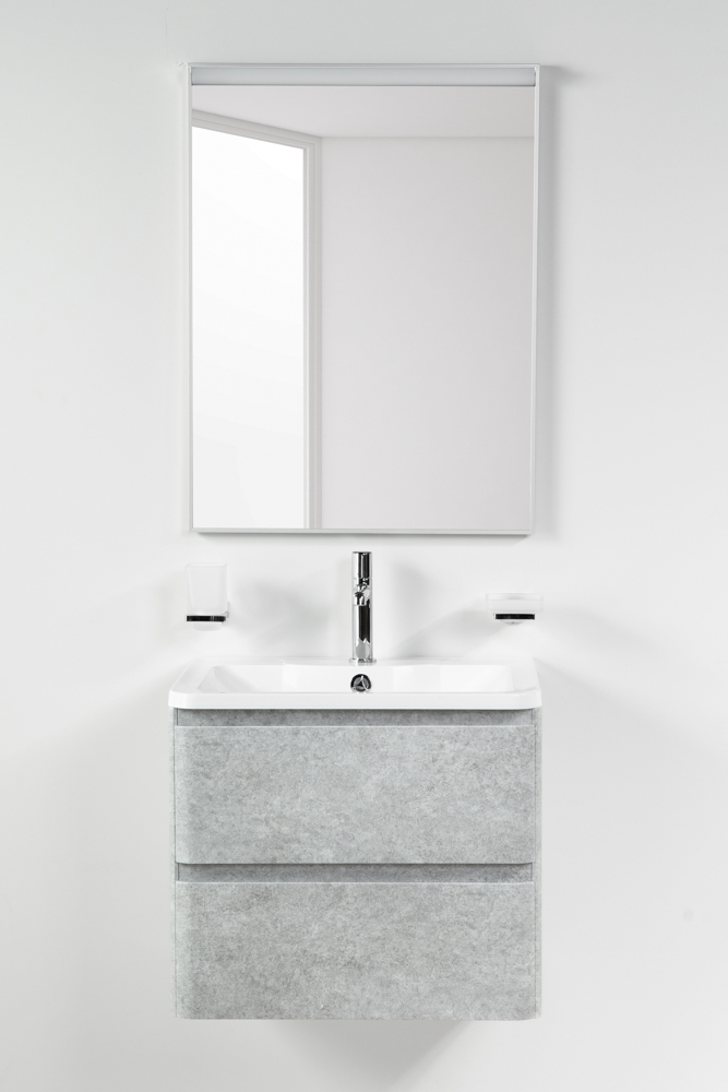 фото Тумба с раковиной подвесная BelBagno ALBANO 60 Cemento Verona Grigio, раковина белая 
