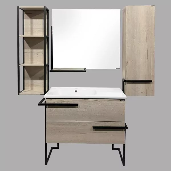 фото Тумба с раковиной Comforty Дюссельдорф 90 дуб дымчатый 