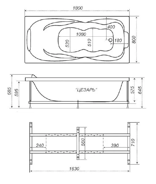 картинка Акриловая ванна Triton Цезарь с каркасом 