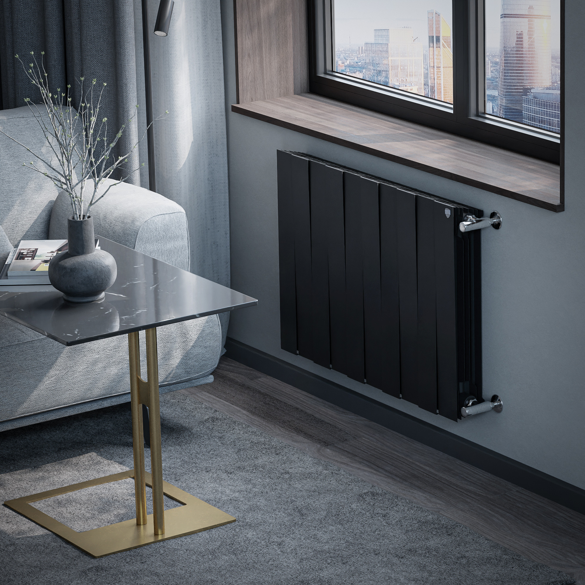 картинка Радиатор биметаллический Royal Thermo PianoForte 500 Чёрный 10 секций 