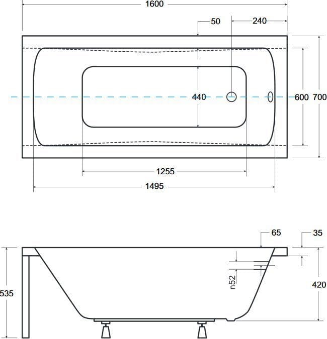 картинка Акриловая ванна Besco Optima 160x70 с каркасом KMP16070 