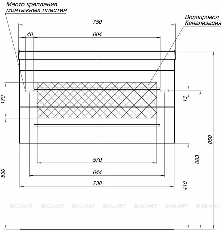 фото Тумба с раковиной Aquanet Верона 75 New черный матовый арт. 00281097 