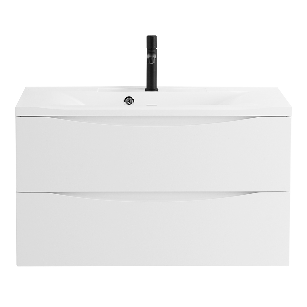 фото Тумба с раковиной подвесная BelBagno MARINO 110 Bianco Lucido, раковина белая 