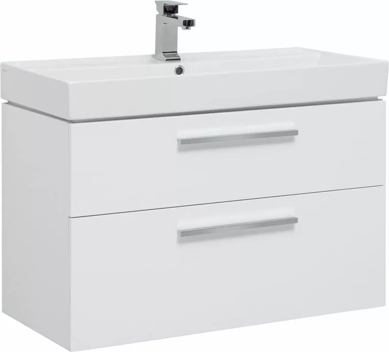 фото Тумба с раковиной Aquanet Nova 90 белый (2 ящика) арт. 00245256 