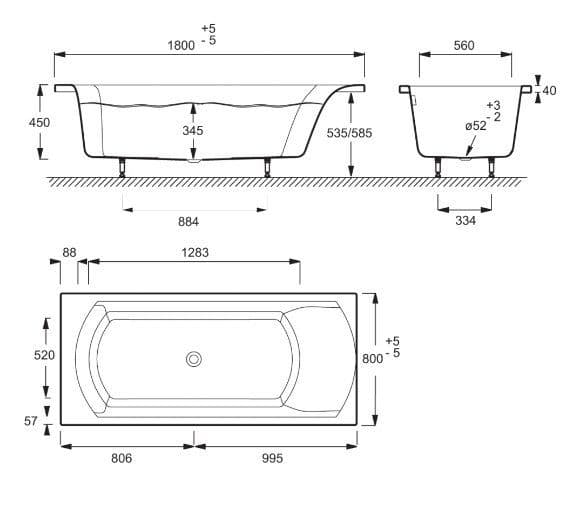 картинка Акриловая ванна Jacob Delafon Ove 180x80 с каркасом SF143RU-NF и со слив-переливом E6D159-CP P хром 