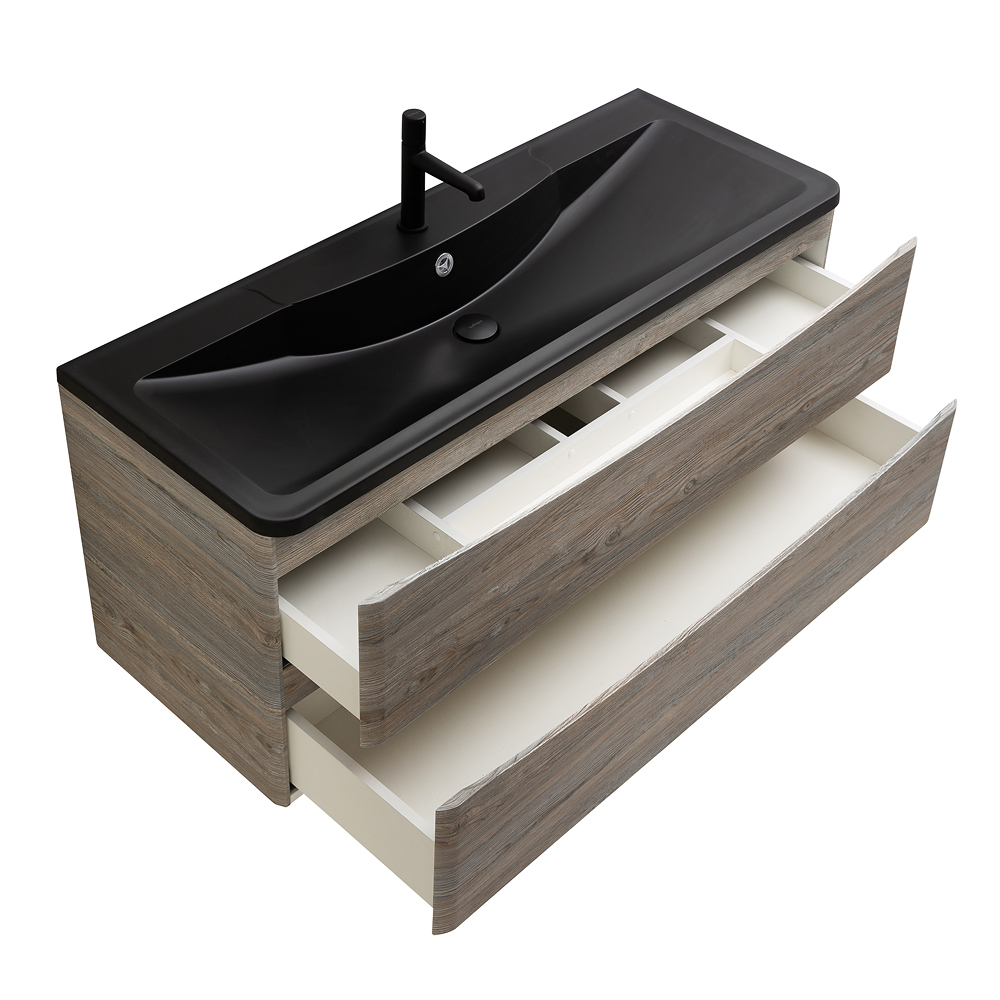 фото Тумба с раковиной подвесная BelBagno ACQUA 120 Pino Scania, раковина чёрная 