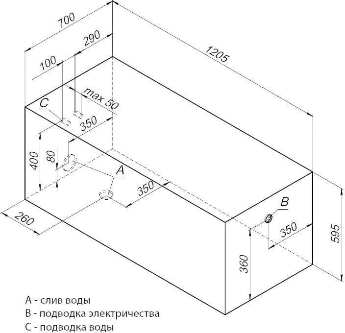 картинка Акриловая ванна Aquanet West 120x70 с ножками 00178682 