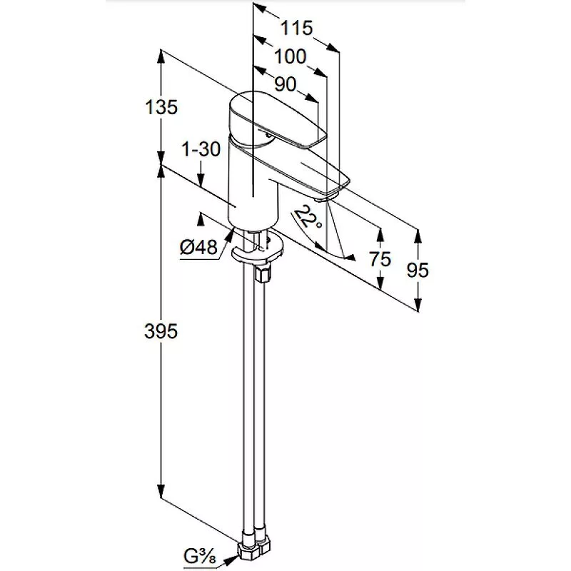 картинка Смеситель для раковины Kludi Pure Solid 340280575, хром 