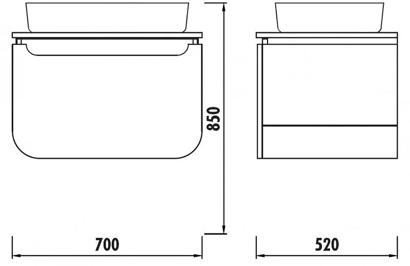 фото Тумба с раковиной Creavit Pion Plus 70 PN0070.01.BGR+UL060.6 