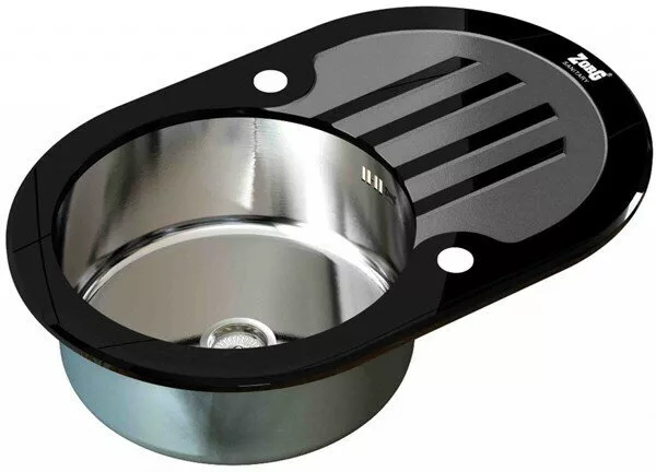 картинка Кухонная мойка ZORG Inox Glass GL-7851-OV-BLACK 