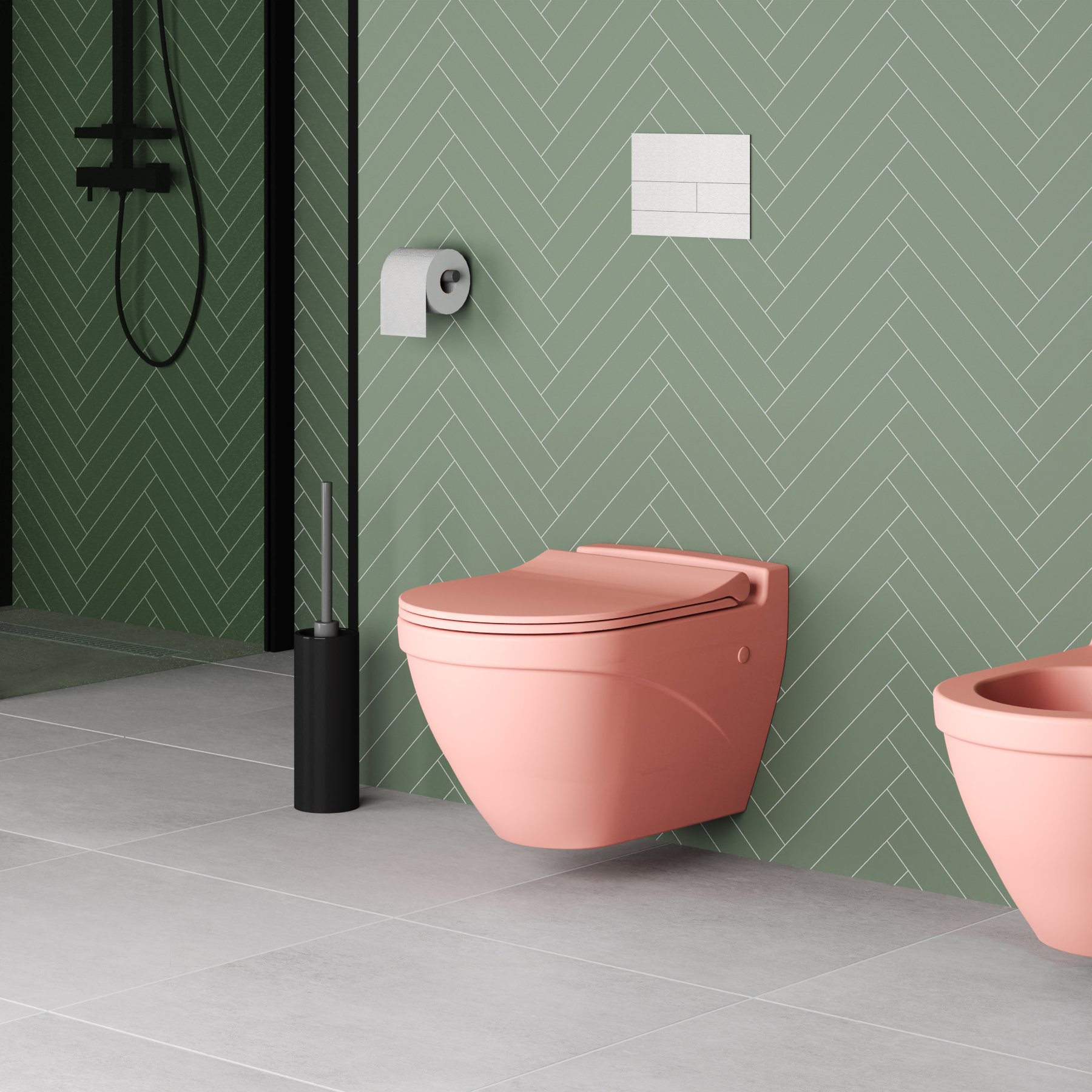 картинка Унитаз подвесной Ambassador Nord 133T20901 розовый матовый подвесной с тонкой крышкой 