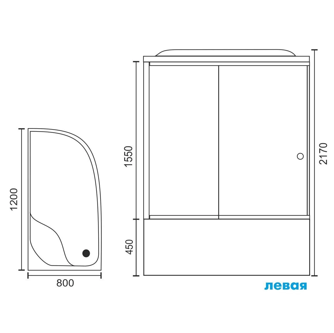 картинка Душевая кабина Royal Bath 8120BK2-T-CH (прозрачное) левая 120x80x217 