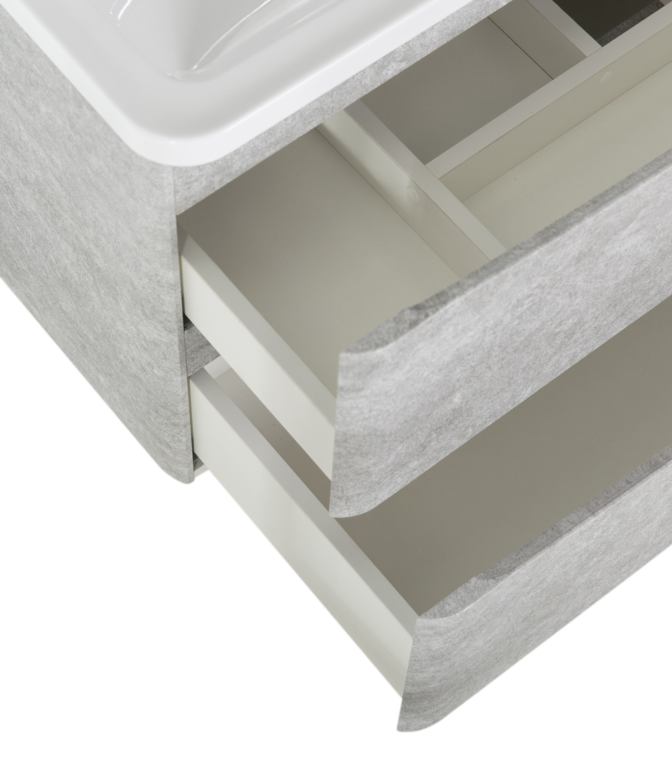 фото Тумба с раковиной подвесная BelBagno ACQUA 100 Cemento Verona Grigio, раковина белая 