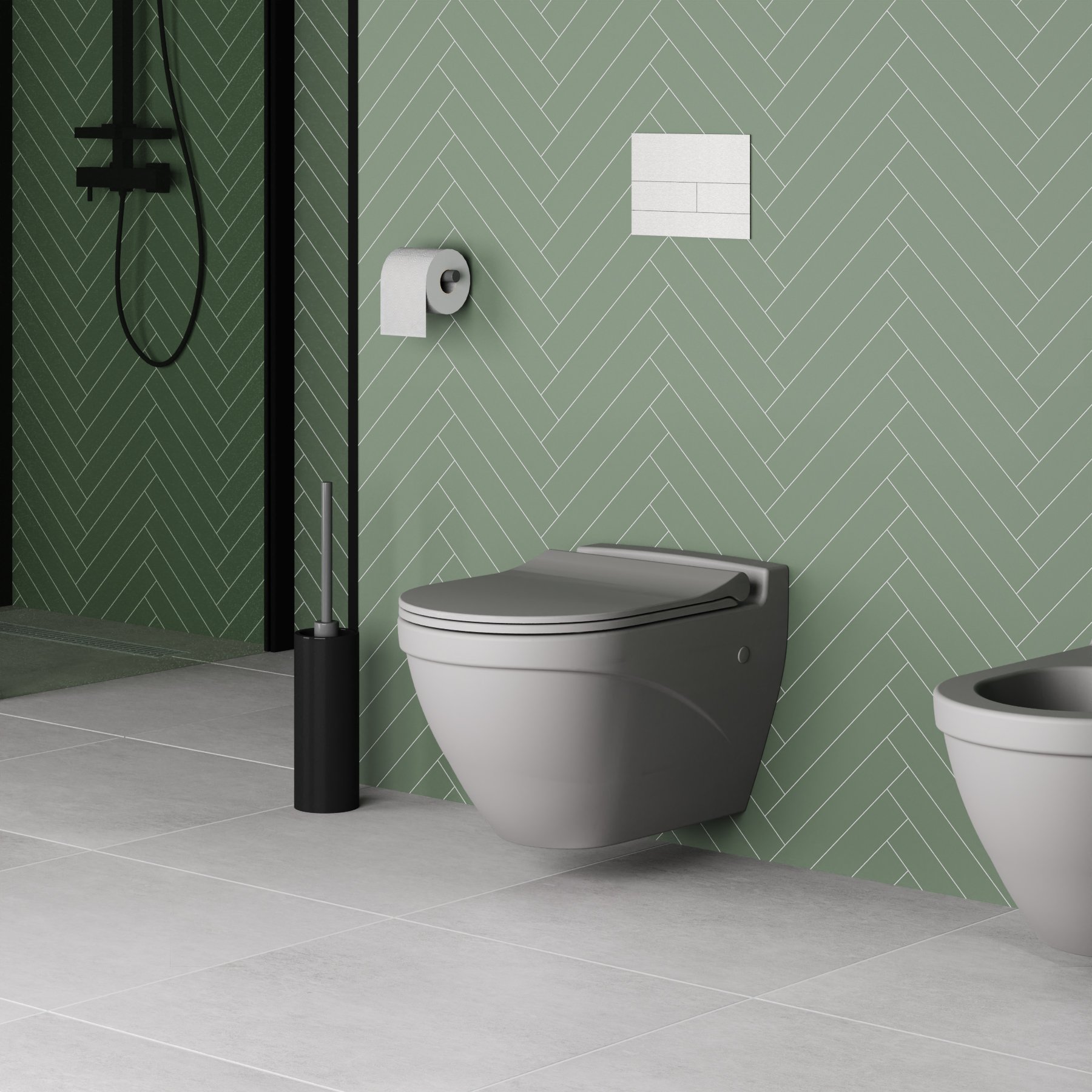 картинка Унитаз подвесной Ambassador Nord 133T20301 серый  матовый подвесной с тонкой крышкой 