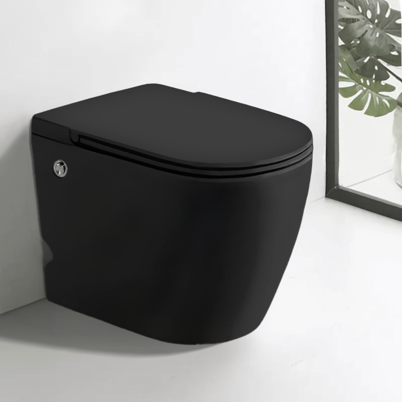 картинка Унитаз Ceruttispa SELLA Pulse MB приставной с функцией импульсного смыва безободковый чёрный матовый CT10199 580х360х400 