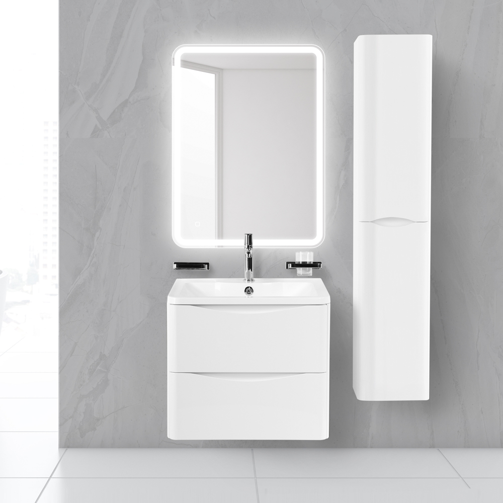 фото Тумба с раковиной подвесная BelBagno ACQUA 60 Bianco Lucido, раковина белая 