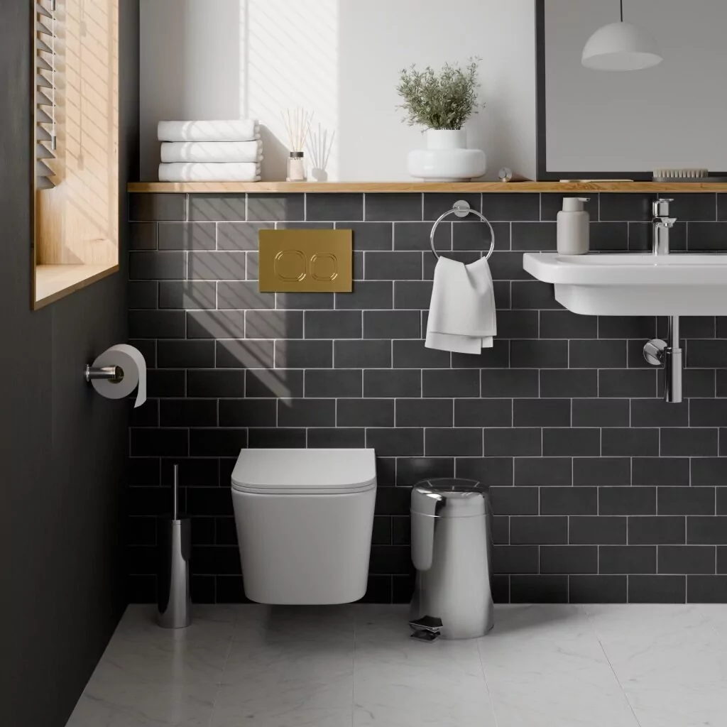 картинка Комплект 3 в 1 IBERICA BLANCA инсталляция с унитазом TOLEDO ALTO IB.TLA.234.1B1 клавишей шампань-золото глянцевый ESTI-Q IB.B083.006.001 