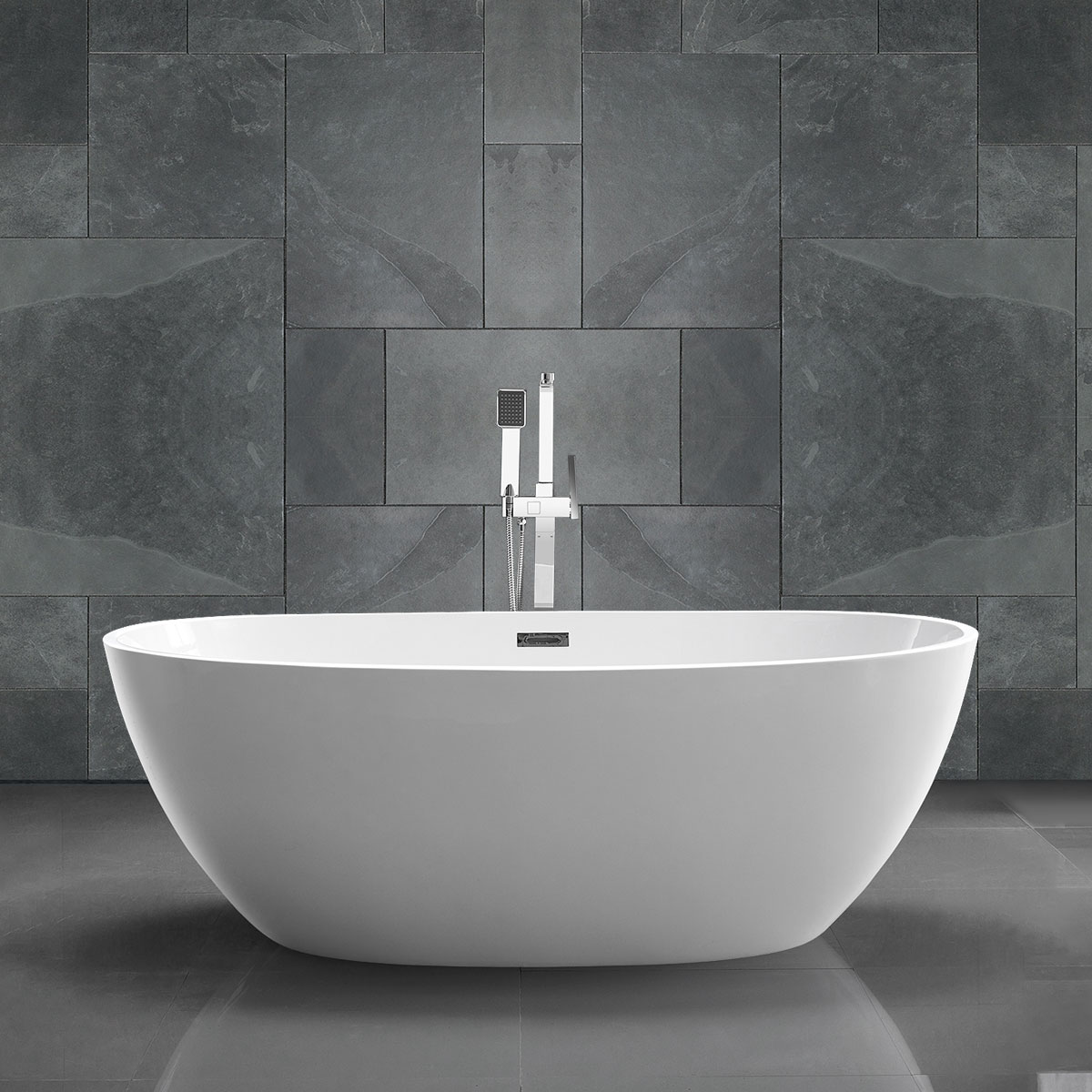 картинка Акриловая ванна Vincea VBT-404-1700, 170х85х58, цвет белый, слив-перелив в комплекте, хром 