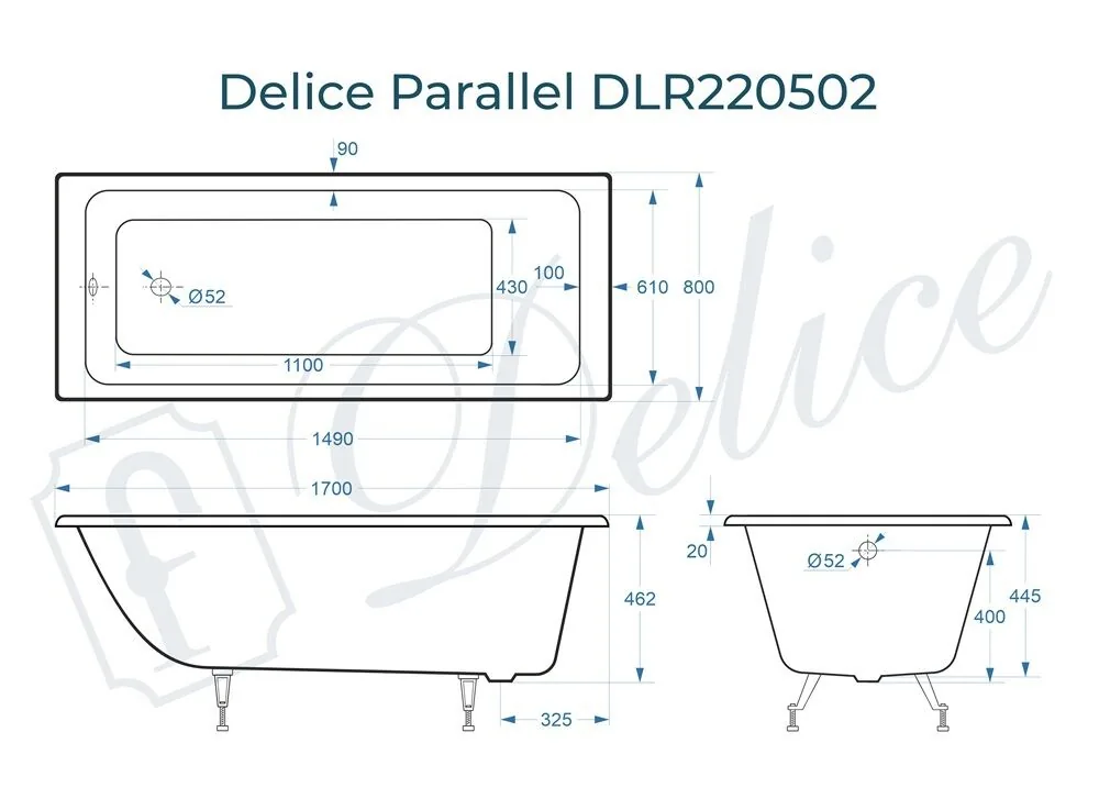 картинка Ванна чугунная Delice Parallel 170х80 DLR220502 