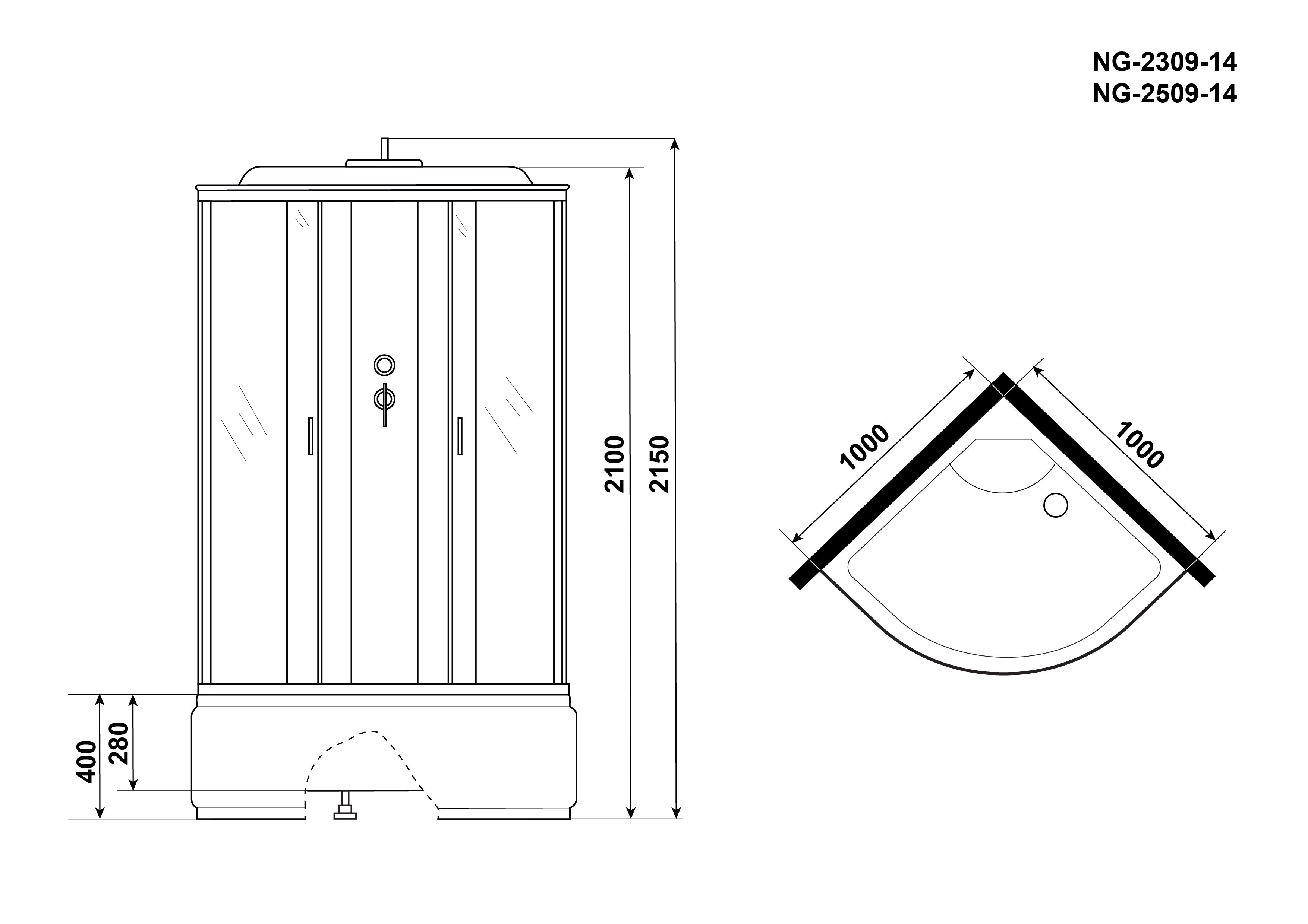 картинка Душевая кабина Niagara Classic NG-2309-14 1000х1000х2150 