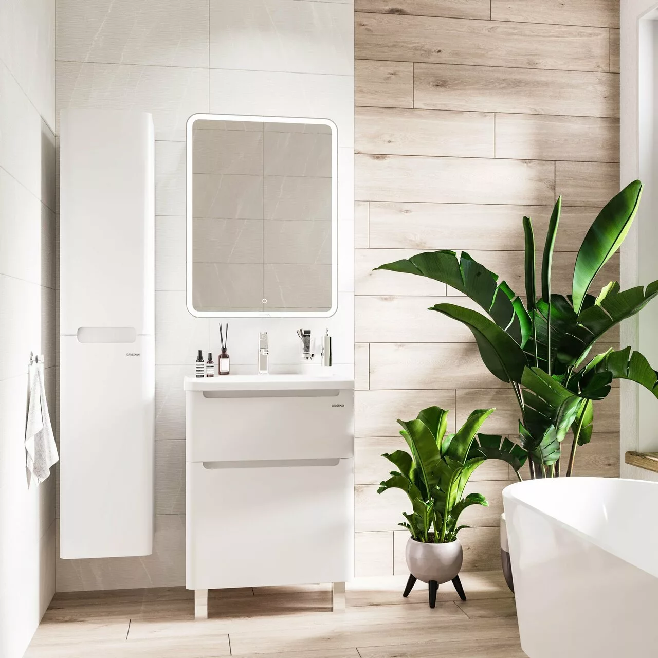 фото Пенал подвесной Grossman Адель-32 см универсальный белый 