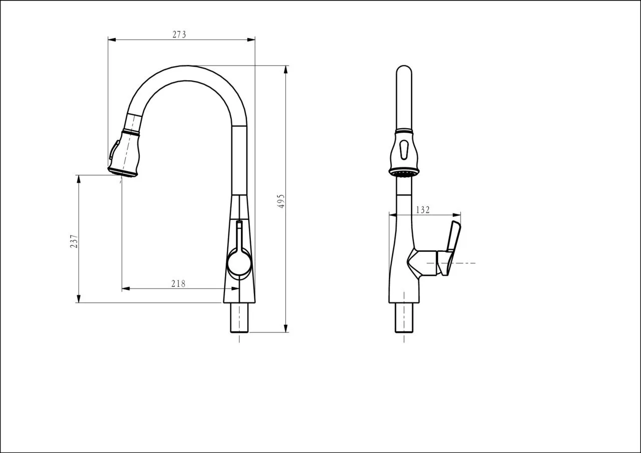 картинка Смеситель для кухни с выдвижной лейкой D&K Rhein.Schiller DA1462501 