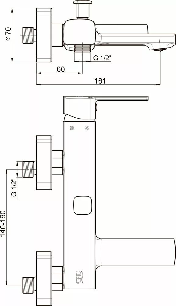 картинка Смеситель для ванны GPD Pedra MBB160 